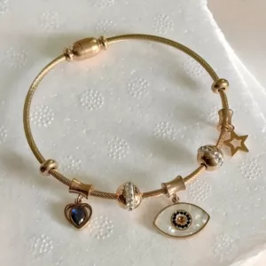 Rose gold Evil Eye Magnetic Lock Bracelet Cuffs ✨