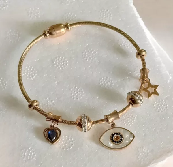 Rose gold Evil Eye Magnetic Lock Bracelet Cuffs ✨
