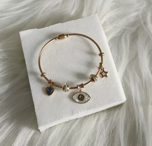 Rose gold Evil Eye Magnetic Lock Bracelet Cuffs ✨ - Image 2
