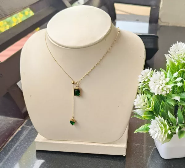 Tanvy Stainless steel Emarald Stone Necklace ✨ - Image 2