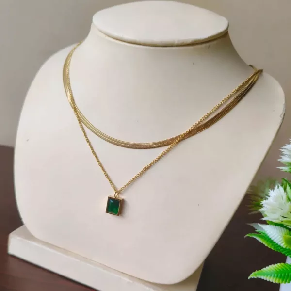 Tanvy Double Layered Emarald pendant necklace