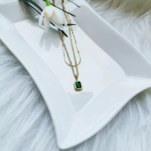 Tanvy Double Layered Emarald Pendant Necklace ✨
