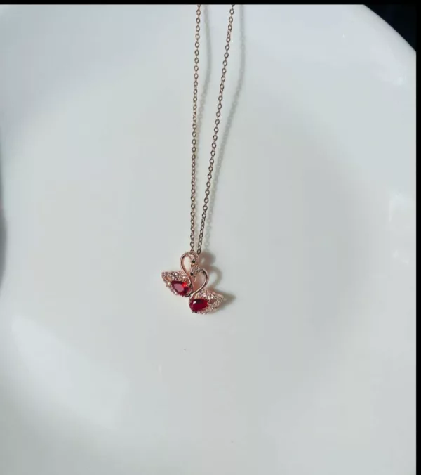 Tanvy Crystal Swan Pendant Necklace - Image 2